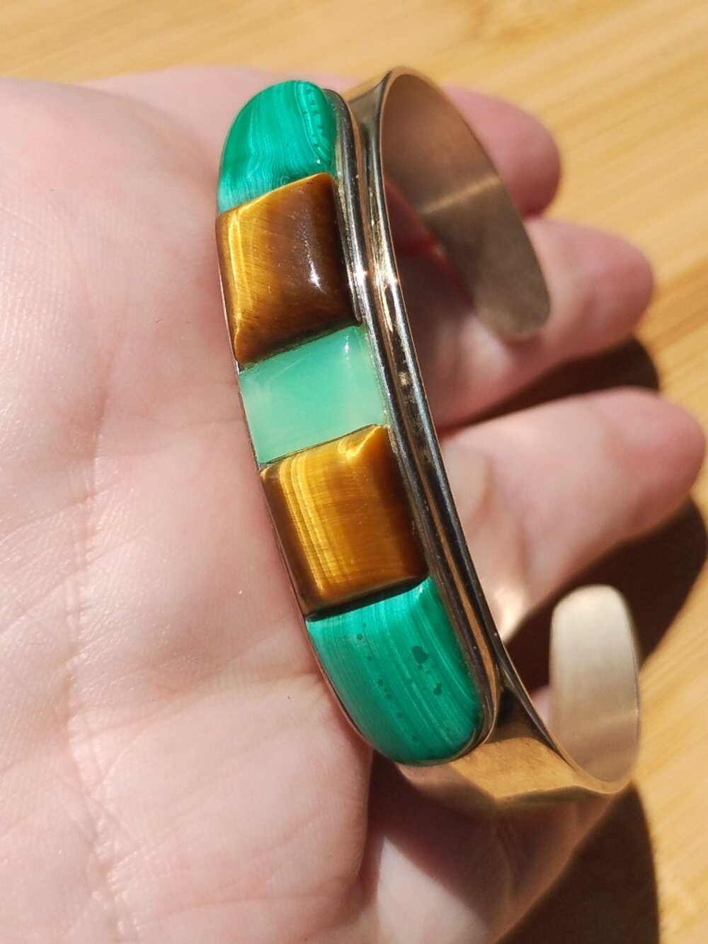Jay King DTR multi Stone Malachite Jade 925 Sterling Silver cuff bracelet - Picture 4 of 6